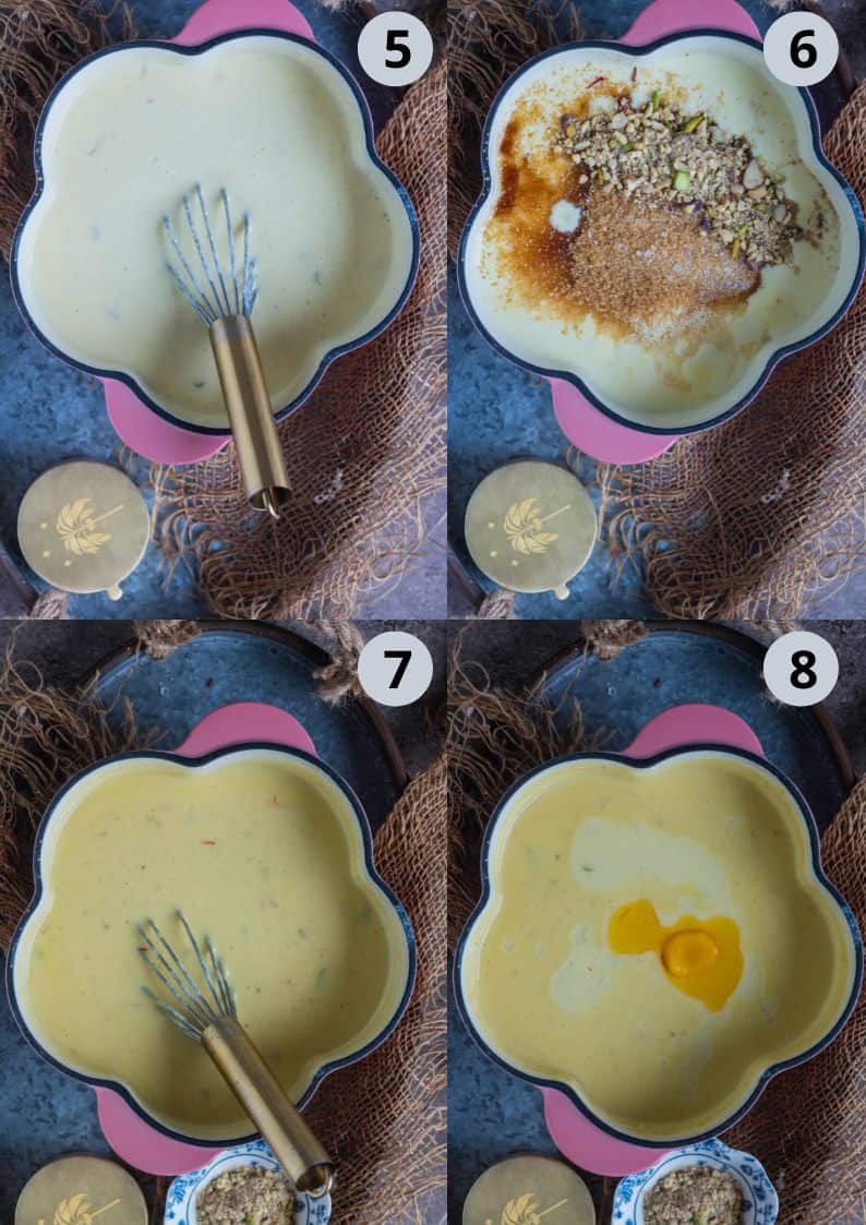 4 image collage showing how to make instant rabdi with ricotta cheese.
