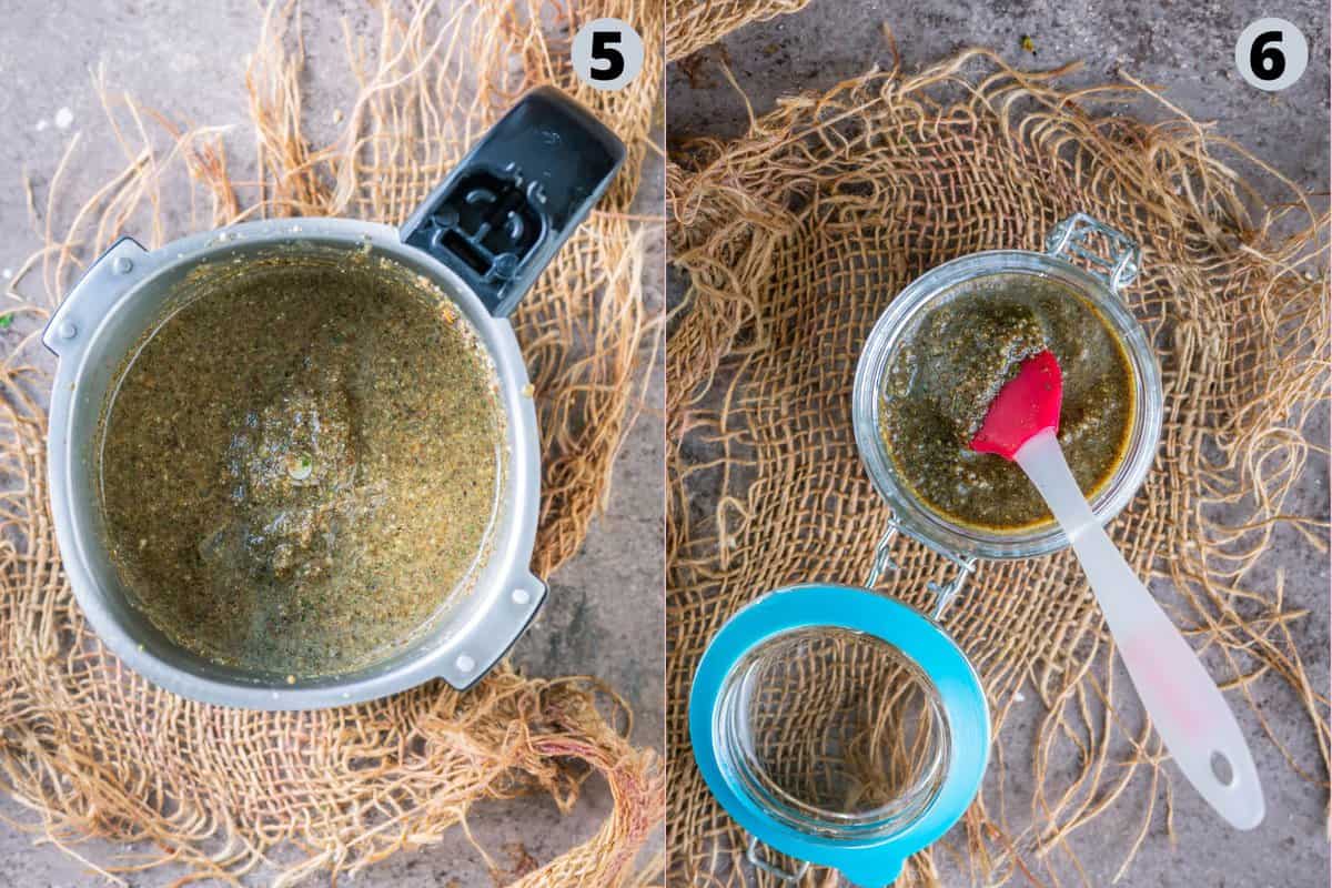 2 image collage showing the steps to make refreshing paan gulkand shots at home in 15 minutes.