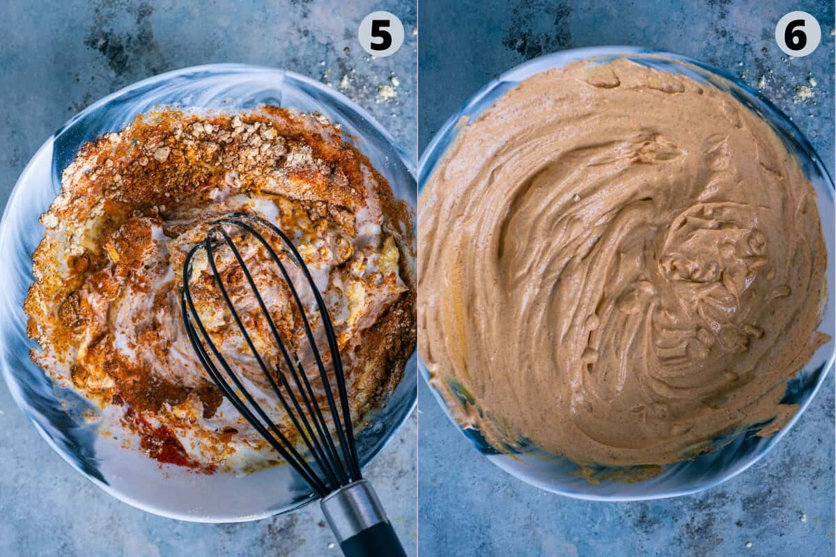 2 image collage showing how to prep for paneer bhurji.