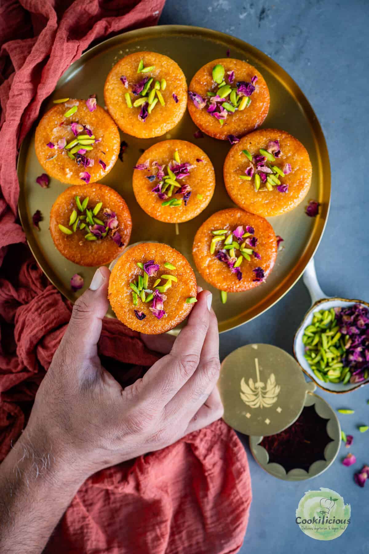 Gulab Jamun Cupcakes served on a festive Diwali dessert table, an Indian fusion dessert.